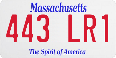 MA license plate 443LR1