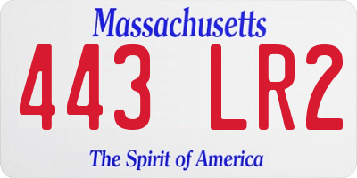 MA license plate 443LR2