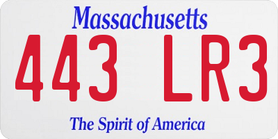 MA license plate 443LR3