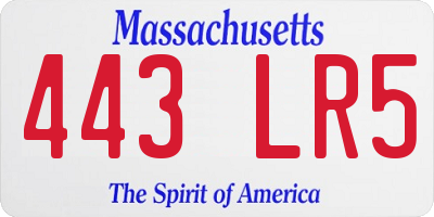 MA license plate 443LR5