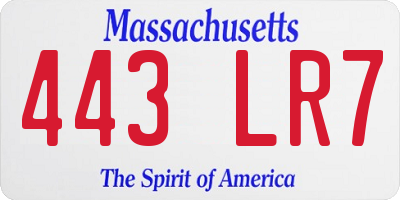 MA license plate 443LR7