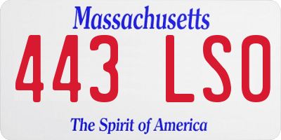 MA license plate 443LS0
