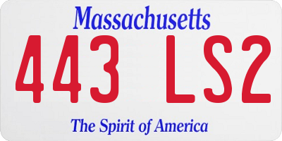 MA license plate 443LS2