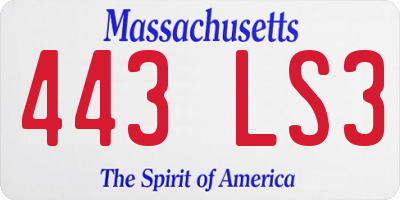 MA license plate 443LS3