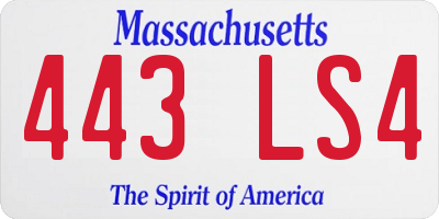 MA license plate 443LS4