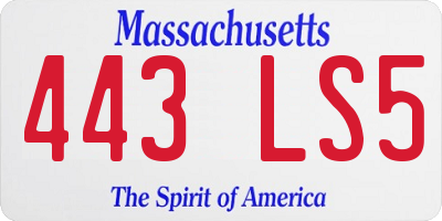 MA license plate 443LS5