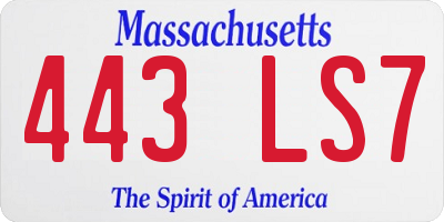 MA license plate 443LS7