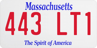 MA license plate 443LT1