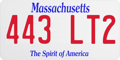 MA license plate 443LT2