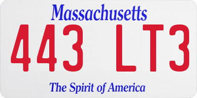 MA license plate 443LT3