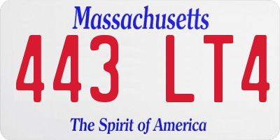 MA license plate 443LT4