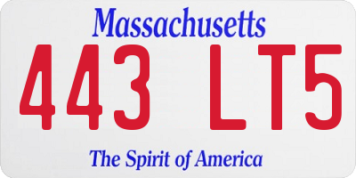 MA license plate 443LT5