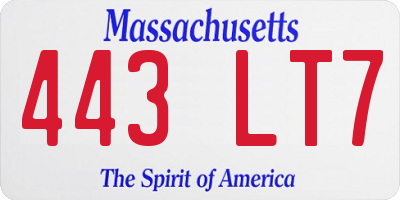 MA license plate 443LT7
