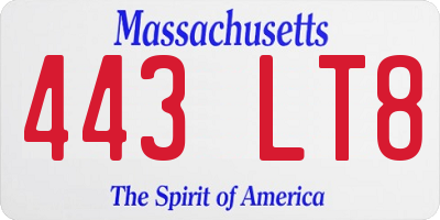MA license plate 443LT8