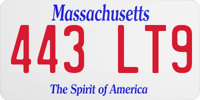 MA license plate 443LT9