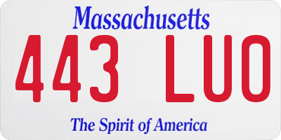 MA license plate 443LU0