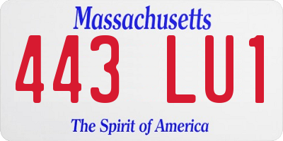 MA license plate 443LU1