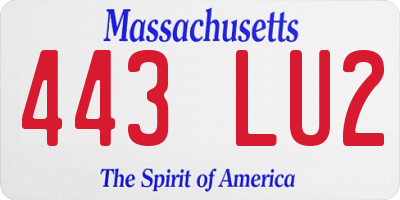 MA license plate 443LU2
