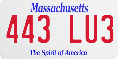 MA license plate 443LU3