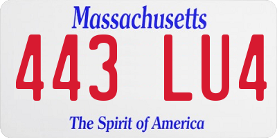 MA license plate 443LU4