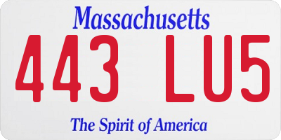 MA license plate 443LU5