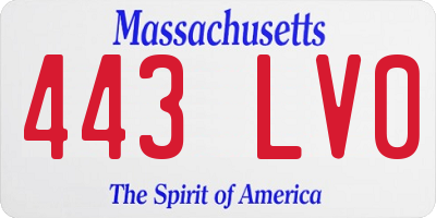 MA license plate 443LV0