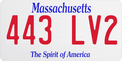 MA license plate 443LV2