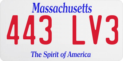 MA license plate 443LV3