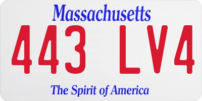 MA license plate 443LV4