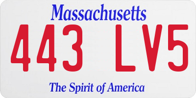 MA license plate 443LV5