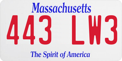 MA license plate 443LW3