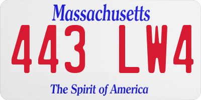 MA license plate 443LW4