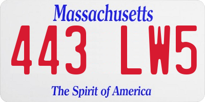 MA license plate 443LW5