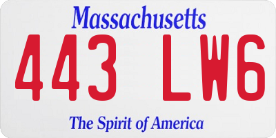 MA license plate 443LW6