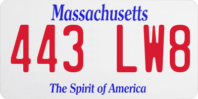 MA license plate 443LW8