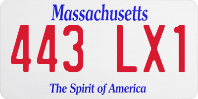MA license plate 443LX1