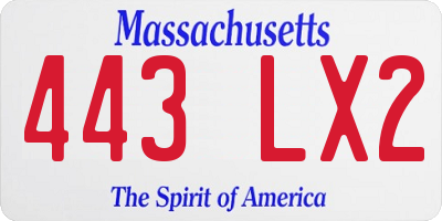 MA license plate 443LX2
