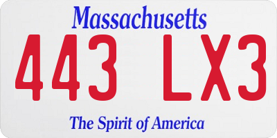 MA license plate 443LX3