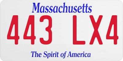 MA license plate 443LX4