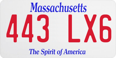 MA license plate 443LX6