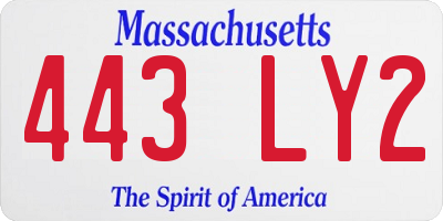 MA license plate 443LY2