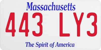 MA license plate 443LY3