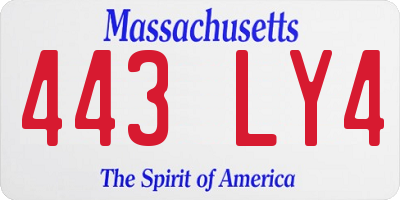 MA license plate 443LY4