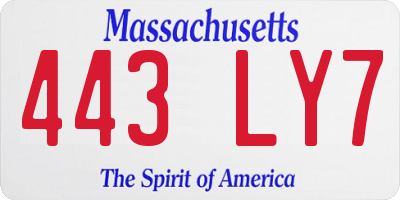 MA license plate 443LY7