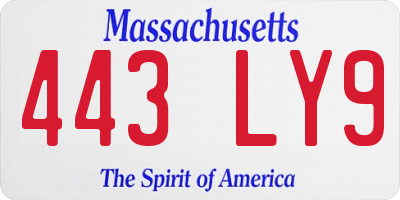 MA license plate 443LY9