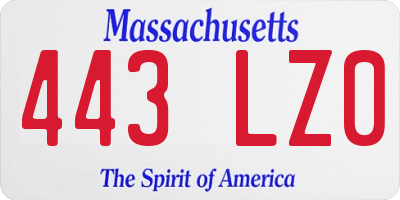 MA license plate 443LZ0