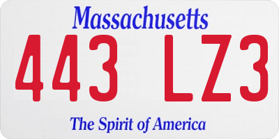 MA license plate 443LZ3