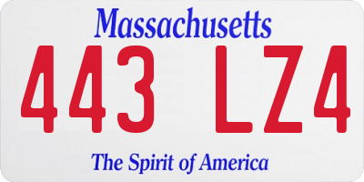 MA license plate 443LZ4