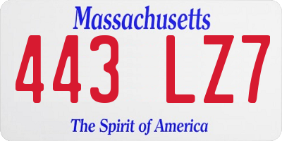 MA license plate 443LZ7
