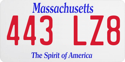 MA license plate 443LZ8